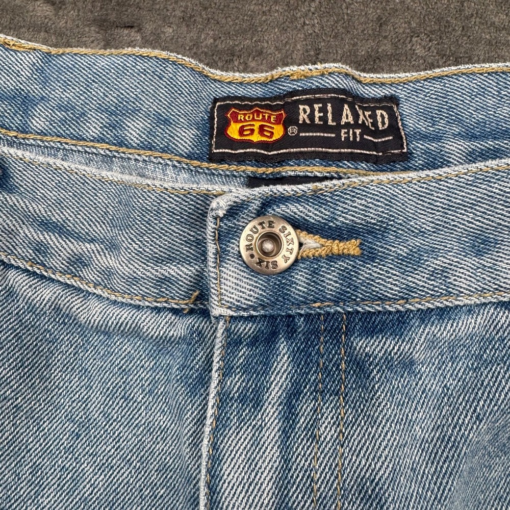 Vintage Route 66 Relaxed Fit Denim Shorts Mens 36 Light Wash Blue Cotton Kmart - Picture 6 of 12